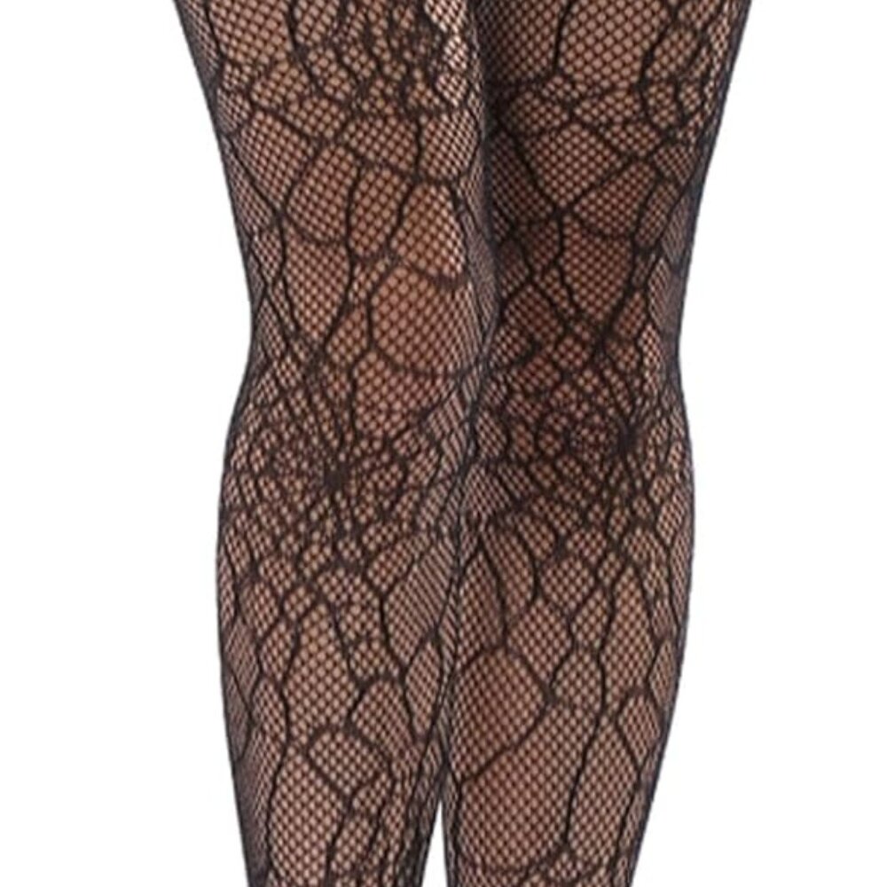 Women’s Black Spider Web Fishnet Tights – Stretchy Cobweb Pantyhose Gothic Lace